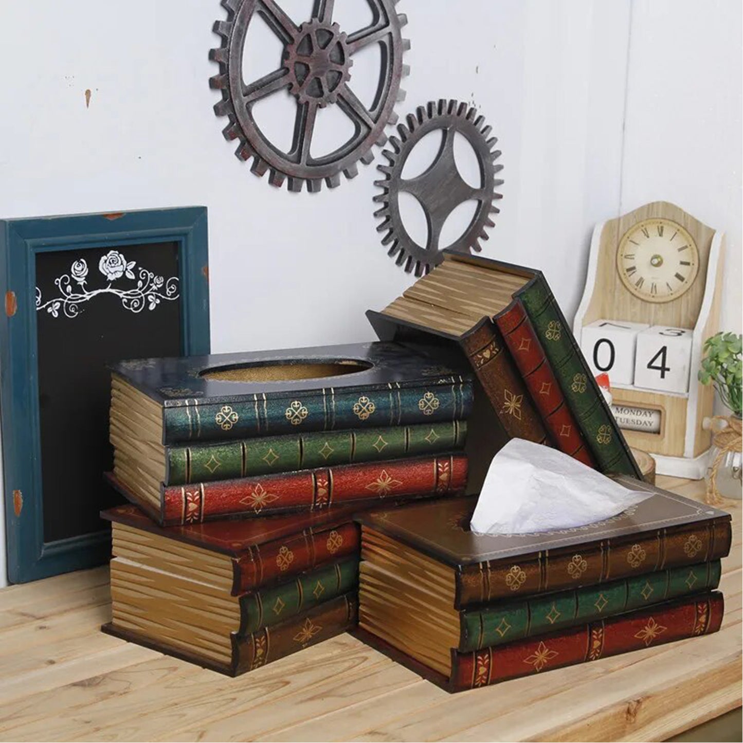 Vintage Book Tissue Box