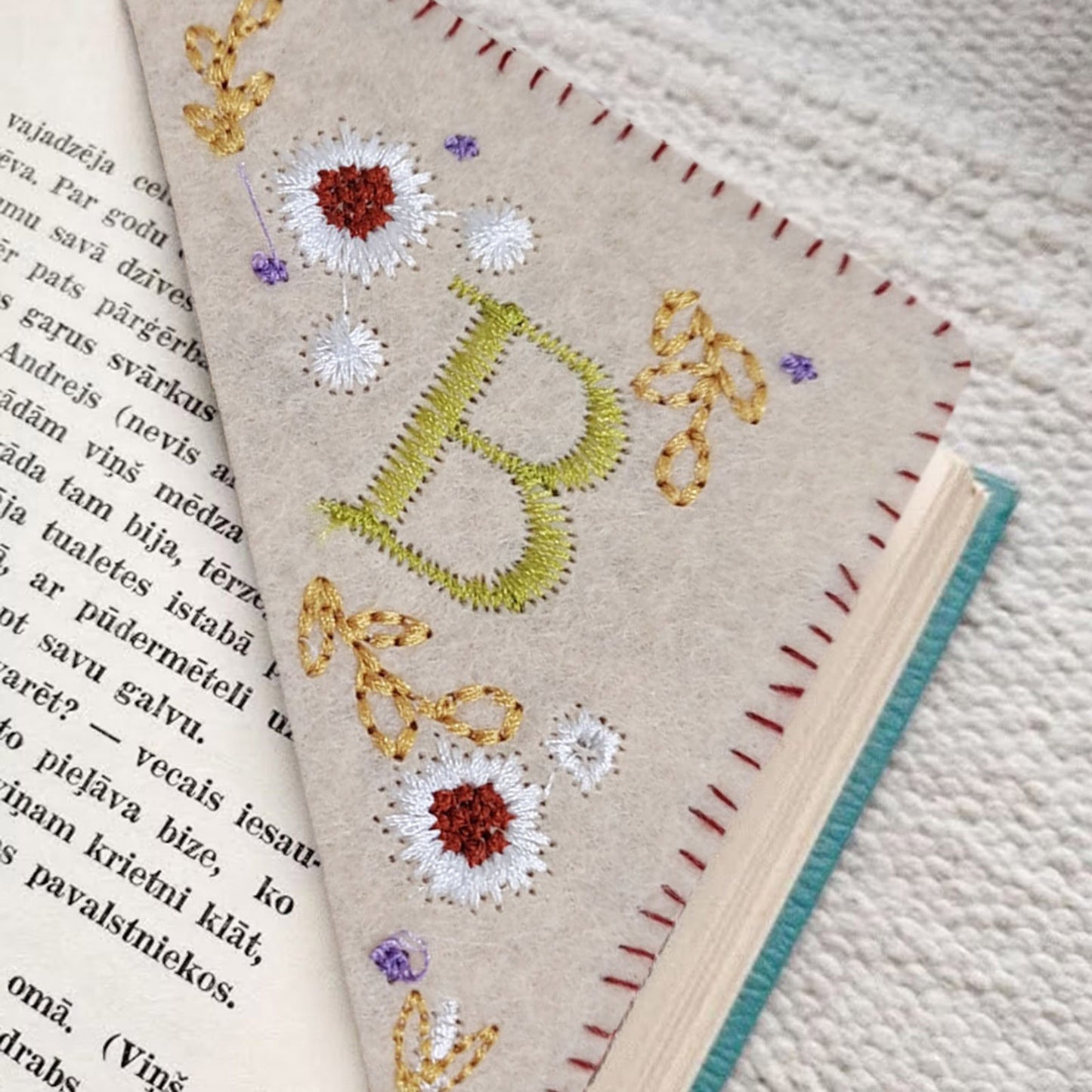 Embroidered Corner Bookmark