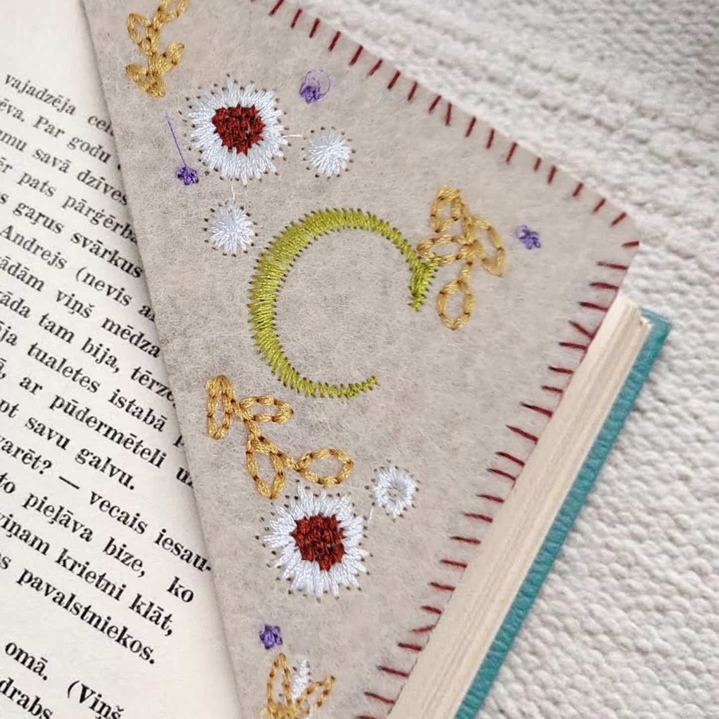 Embroidered Corner Bookmark