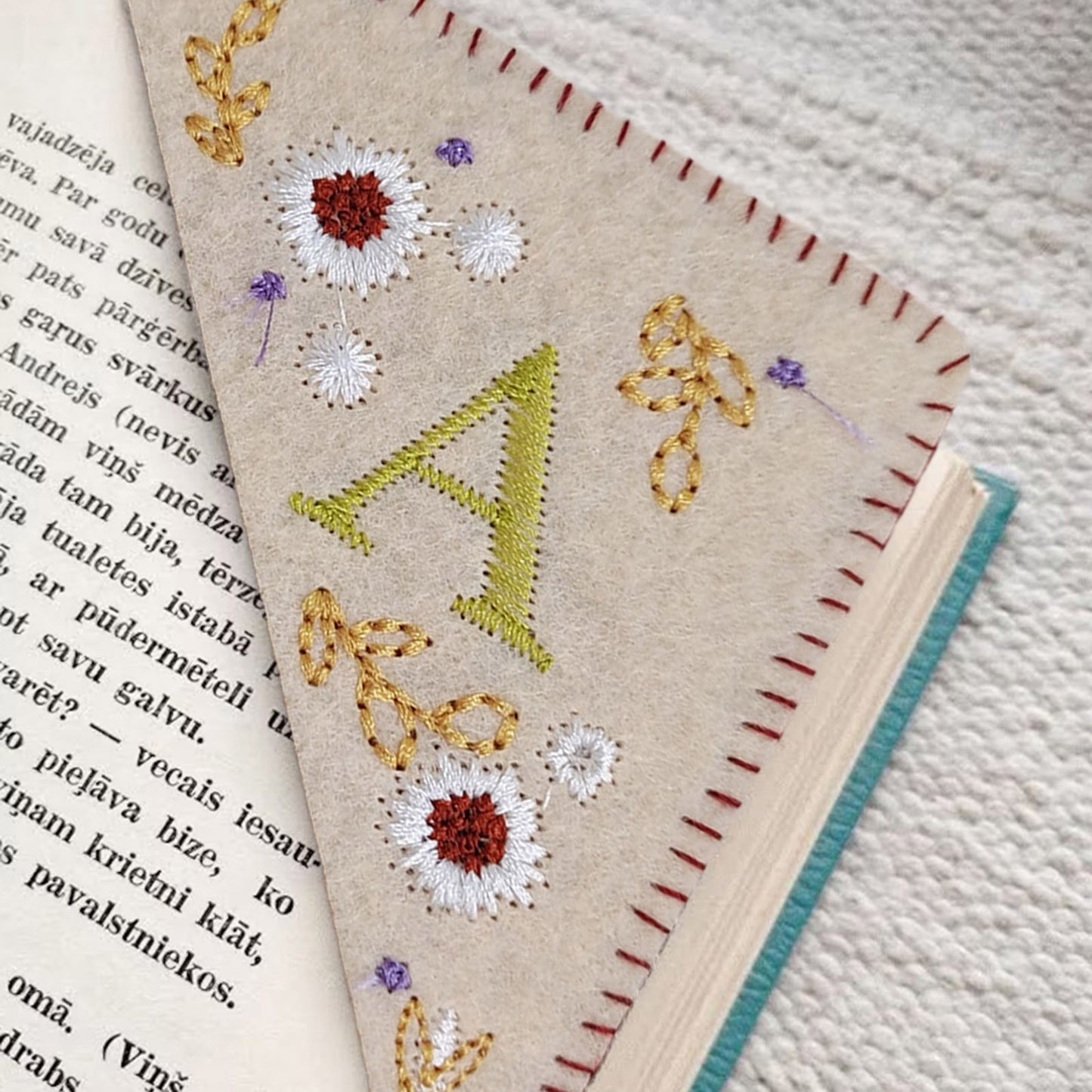 Embroidered Corner Bookmark