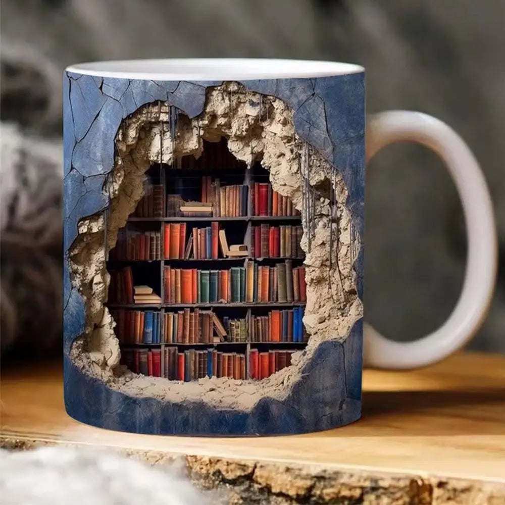 Library Bookshelf Mug